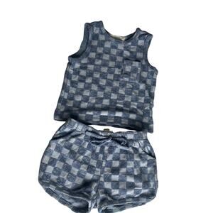 Mayhem 12 Month Blue checkered set tank and pull-on shorts